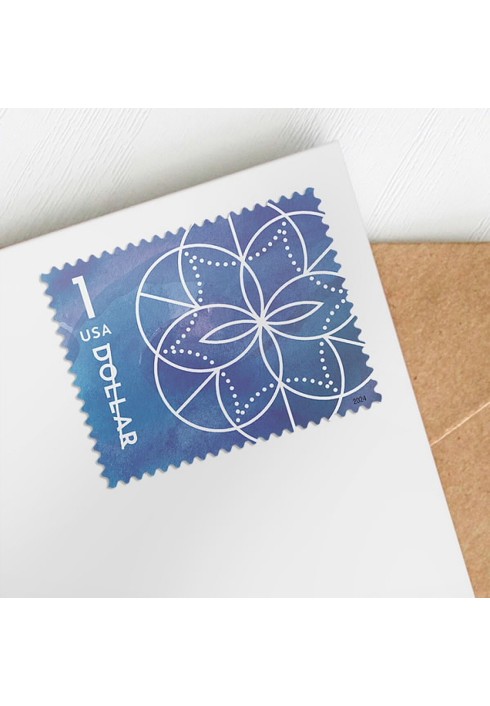 $1 Floral Geometry Stamps, Sheet of 10