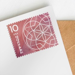 $10 Floral Geometry Stamps, Sheet of 4