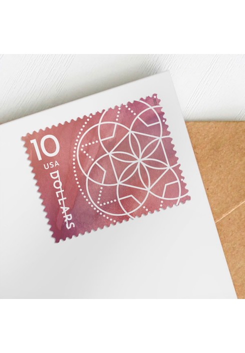 $10 Floral Geometry Stamps, Sheet of 4