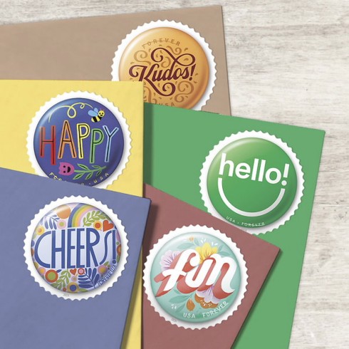 Pinback Buttons Stamps, Sheet of 20